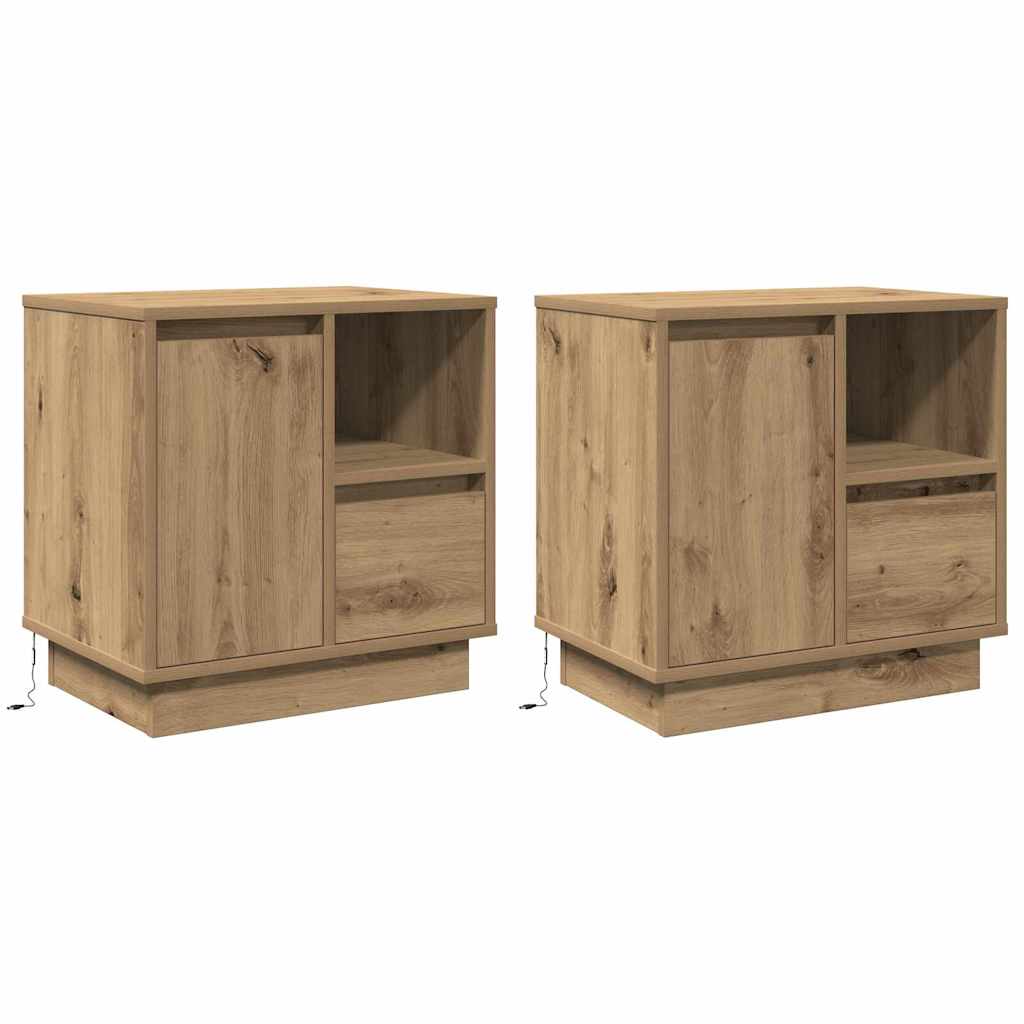 Bedside cabinet with 2 pcs Artisan oak 50 x 34.5 x 50 cm
