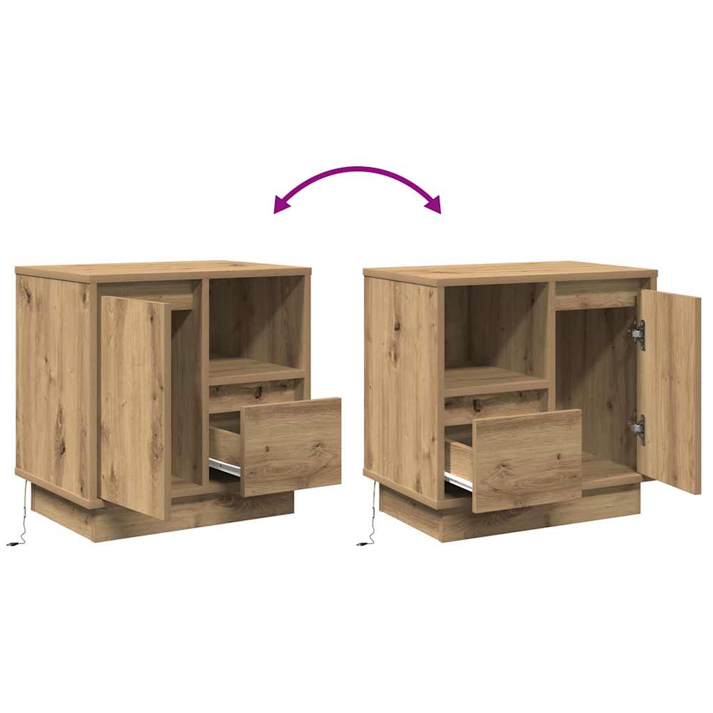 Bedside cabinet with 2 pcs Artisan oak 50 x 34.5 x 50 cm