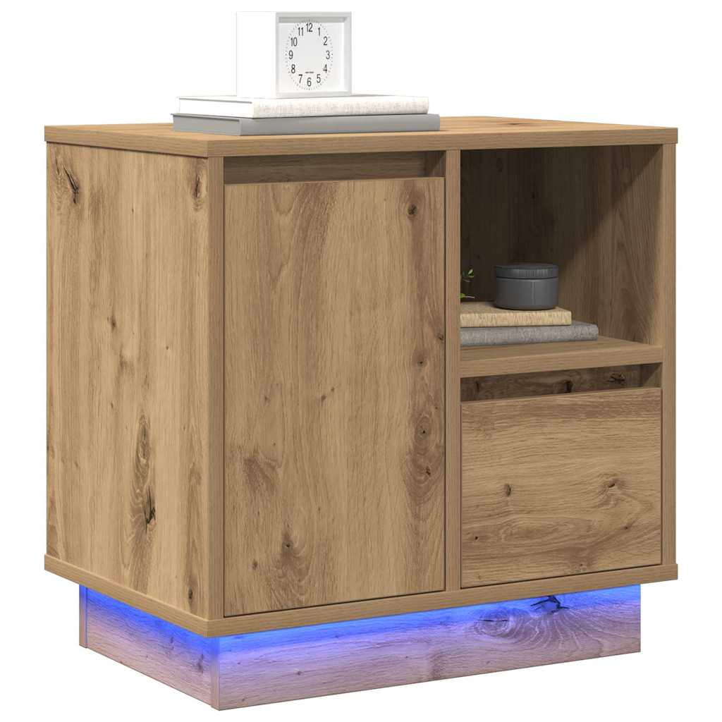 Bedside cabinet with 2 pcs Artisan oak 50 x 34.5 x 50 cm