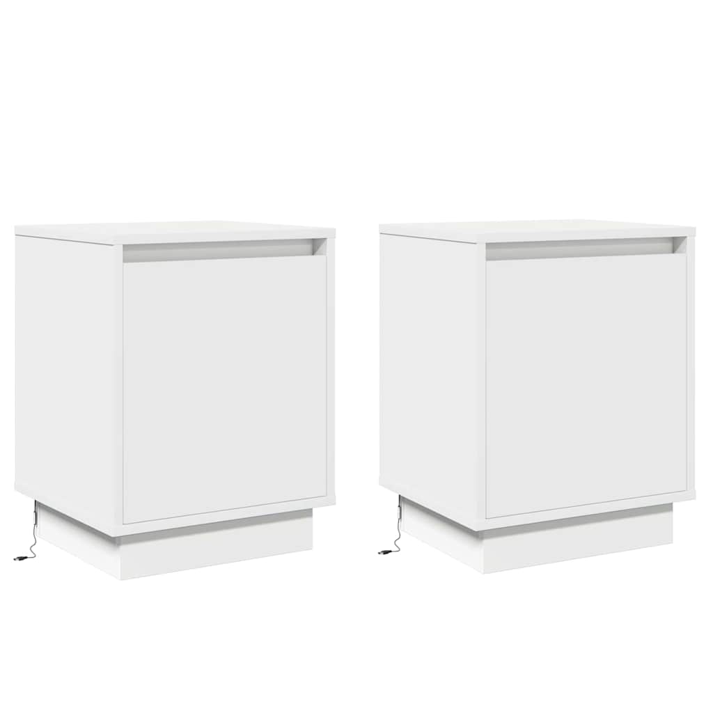 Bedside cabinet with 2 pcs White 39 x 34.5 x 50 cm