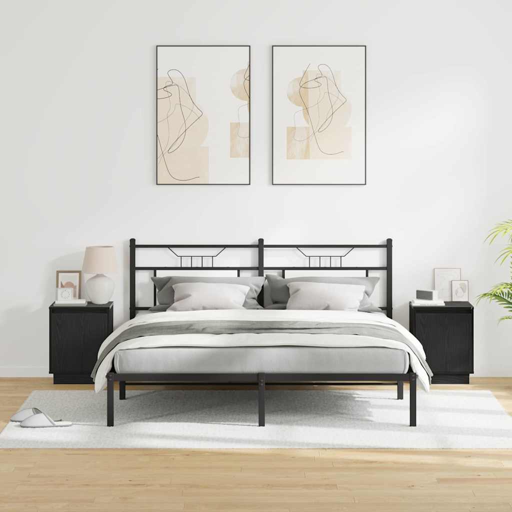 Šalia lovos spintelė su 2 pcs Juoda 39 x 34.5 x 50 cm