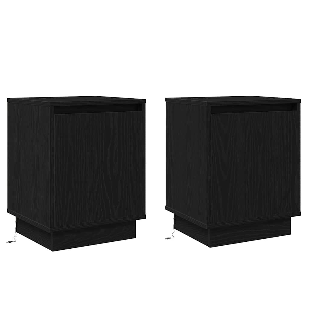 Šalia lovos spintelė su 2 pcs Juoda 39 x 34.5 x 50 cm