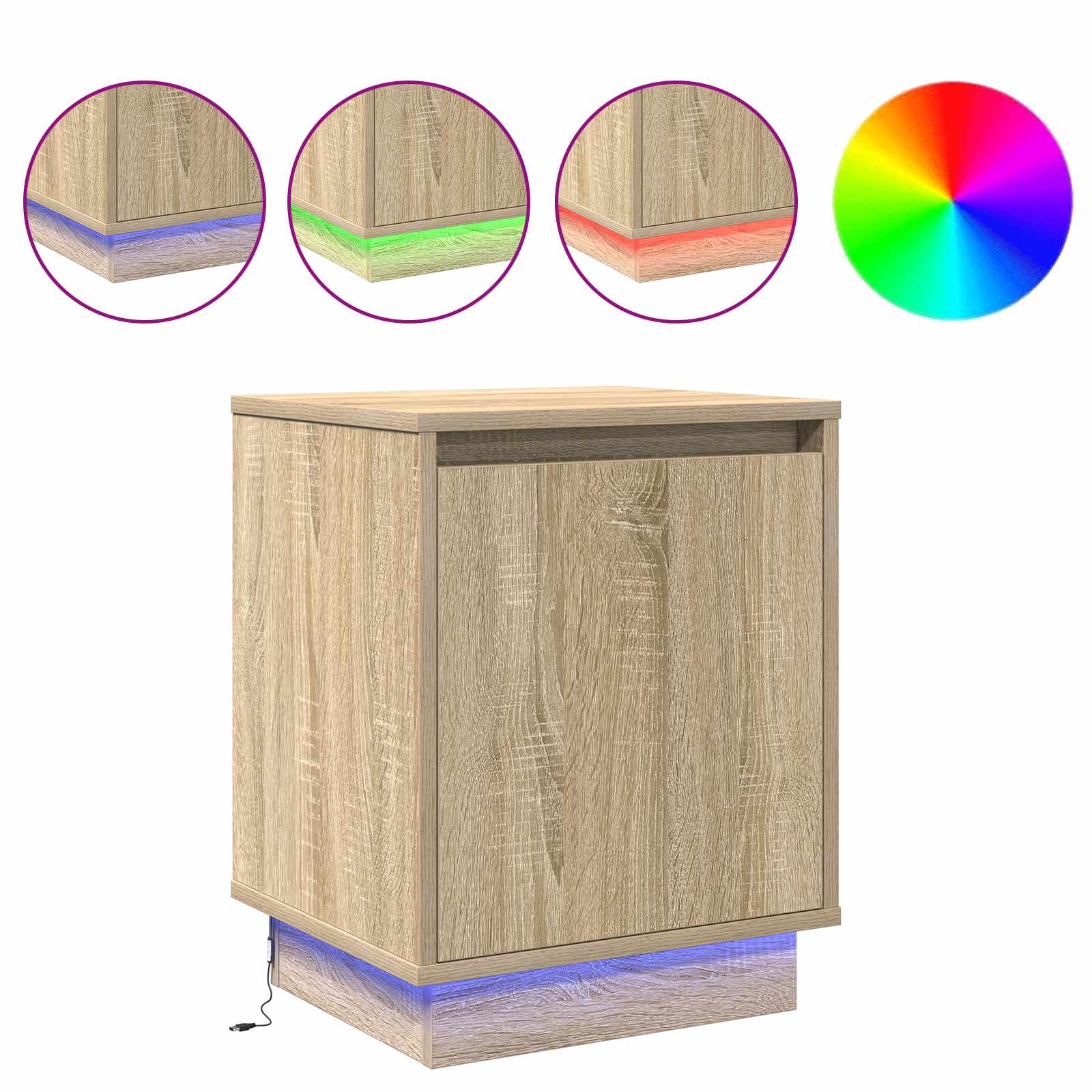 Bedside cabinet with Sonoma oak 39 x 34.5 x 50 cm