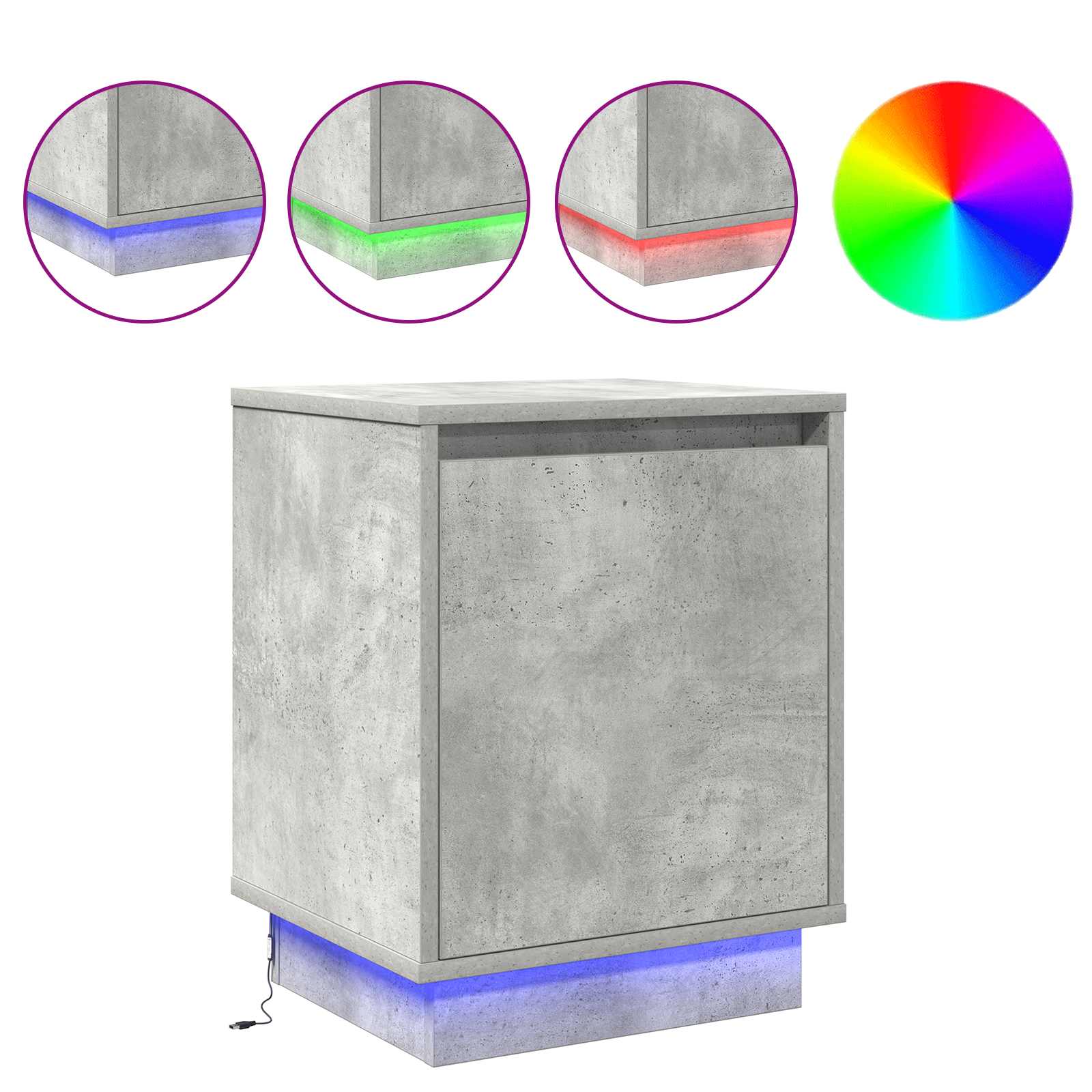 Bedside table with Concrete gray 39 x 34.5 x 50 cm