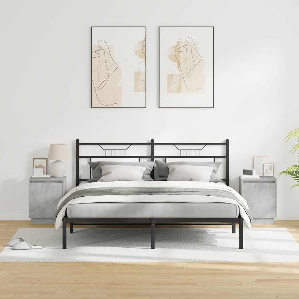 Šalia lovos spintelė su 2 pcs Betono pilka 39 x 34.5 x 50 cm