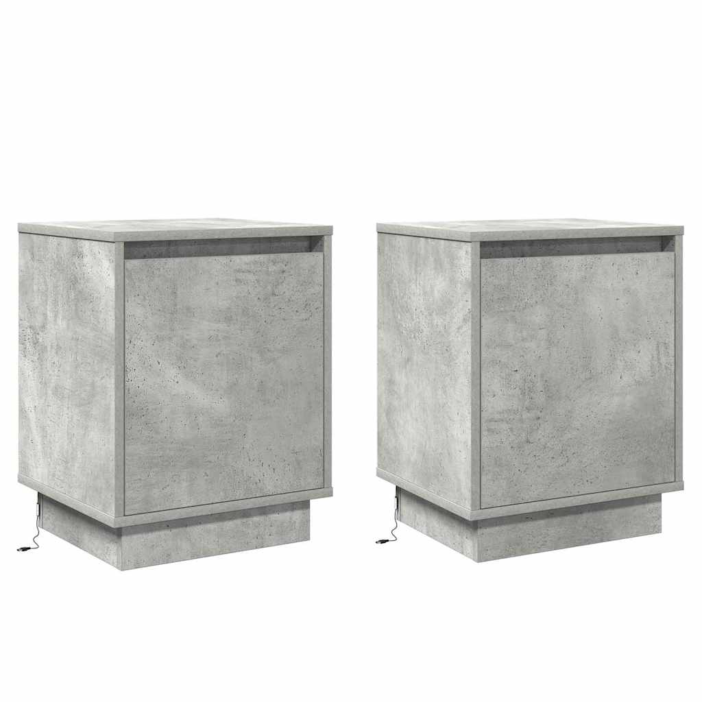 Šalia lovos spintelė su 2 pcs Betono pilka 39 x 34.5 x 50 cm