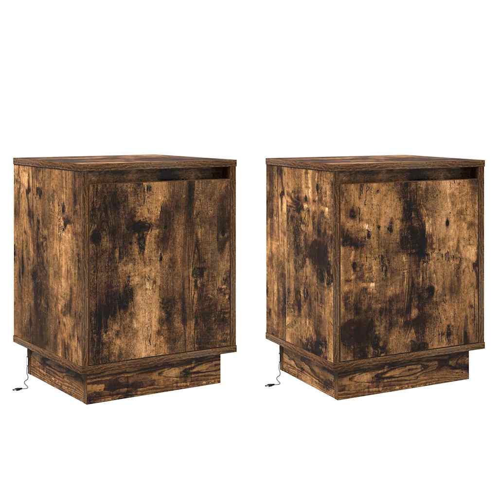 Šalia lovos spintelė su 2 pcs Rūkyta ąžuolas 39 x 34.5 x 50 cm