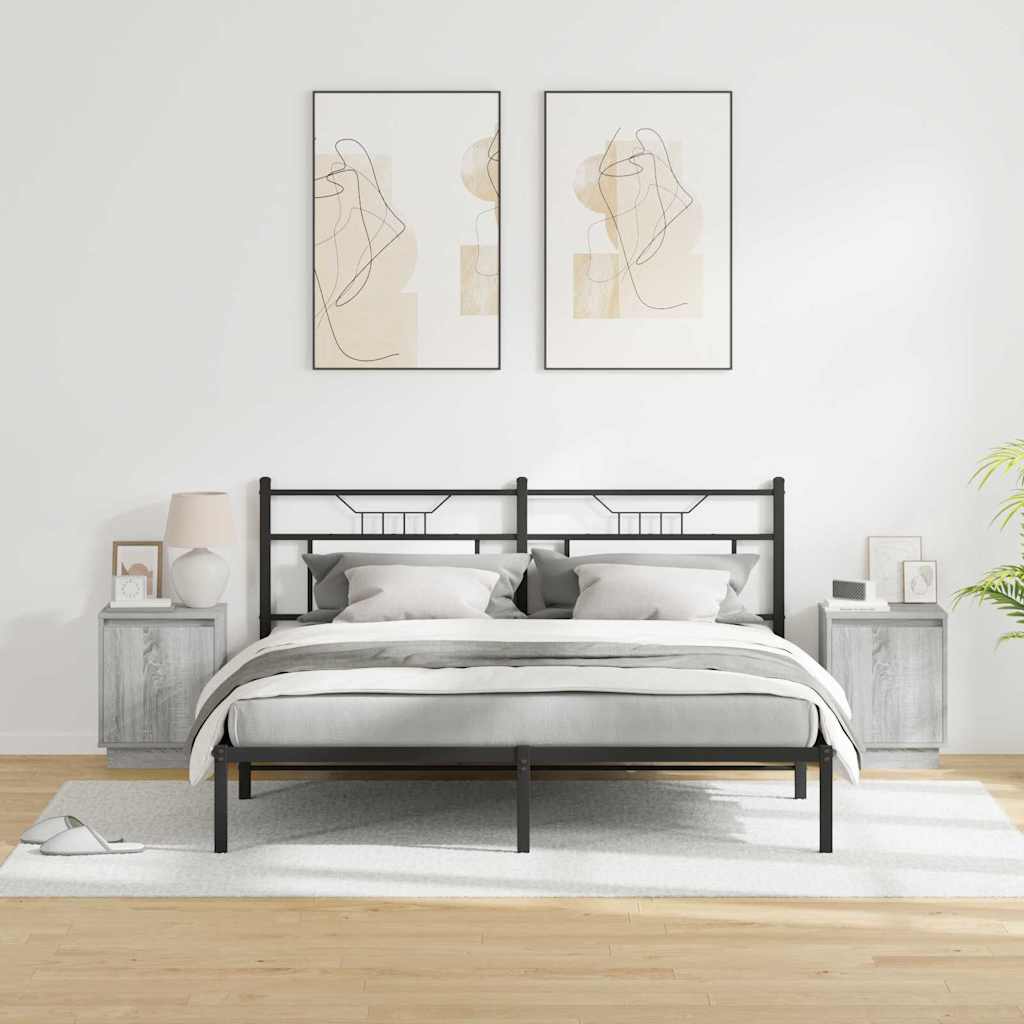 Bedside table with 2 pcs Grey 39 x 34.5 x 50 cm