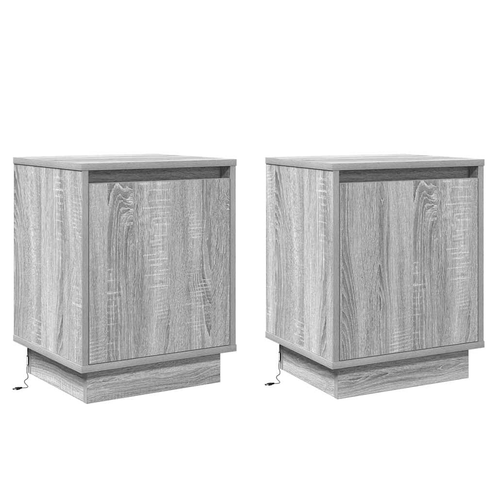 Bedside table with 2 pcs Grey 39 x 34.5 x 50 cm