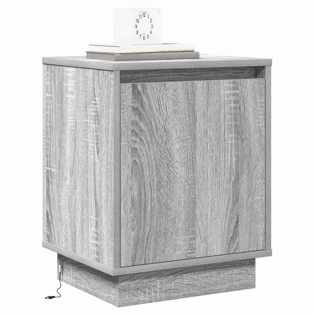Bedside table with 2 pcs Grey 39 x 34.5 x 50 cm