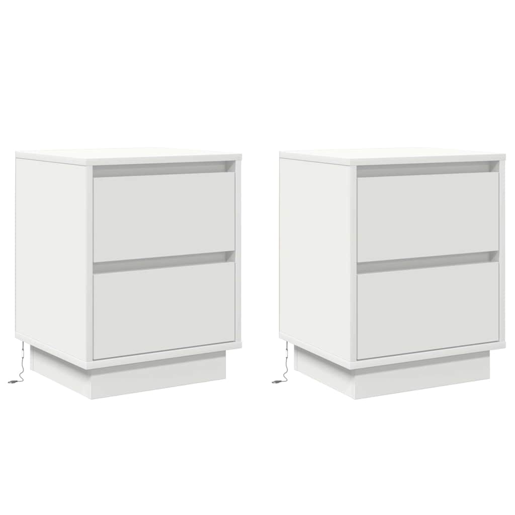 Šalia lovos spintelė su stalčių 2 pcs Balta 39 x 34,5 x 50 cm