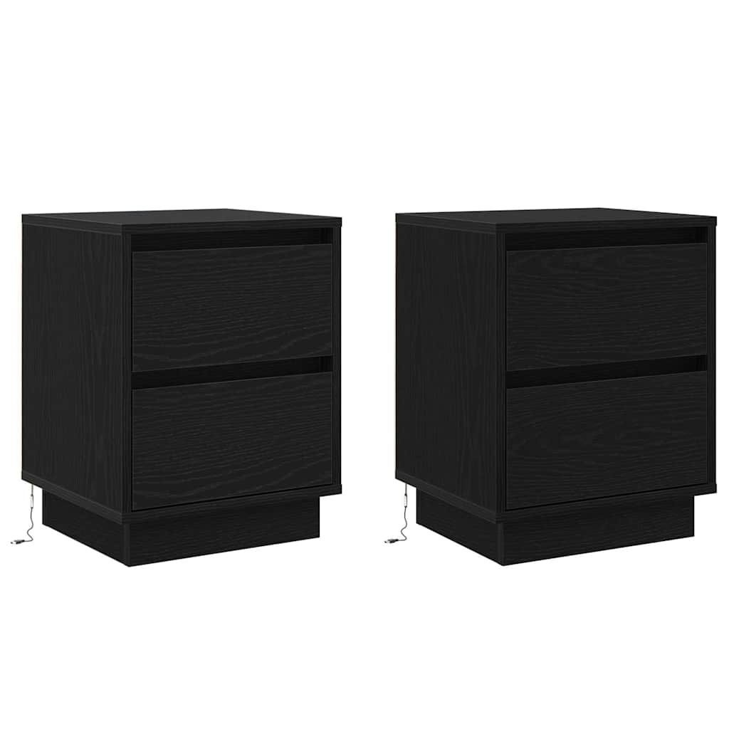 Šalia lovos spintelė 2 pcs Juodas ąžuolas 39 x 34,5 x 50 cm