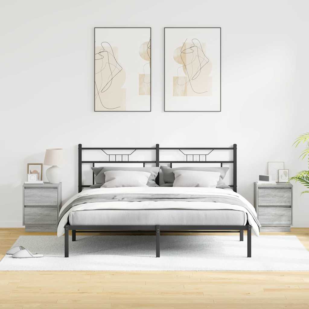 Šalia lovos spintelė su stalčių 2 pcs Pilka 39 x 34,5 x 50 cm