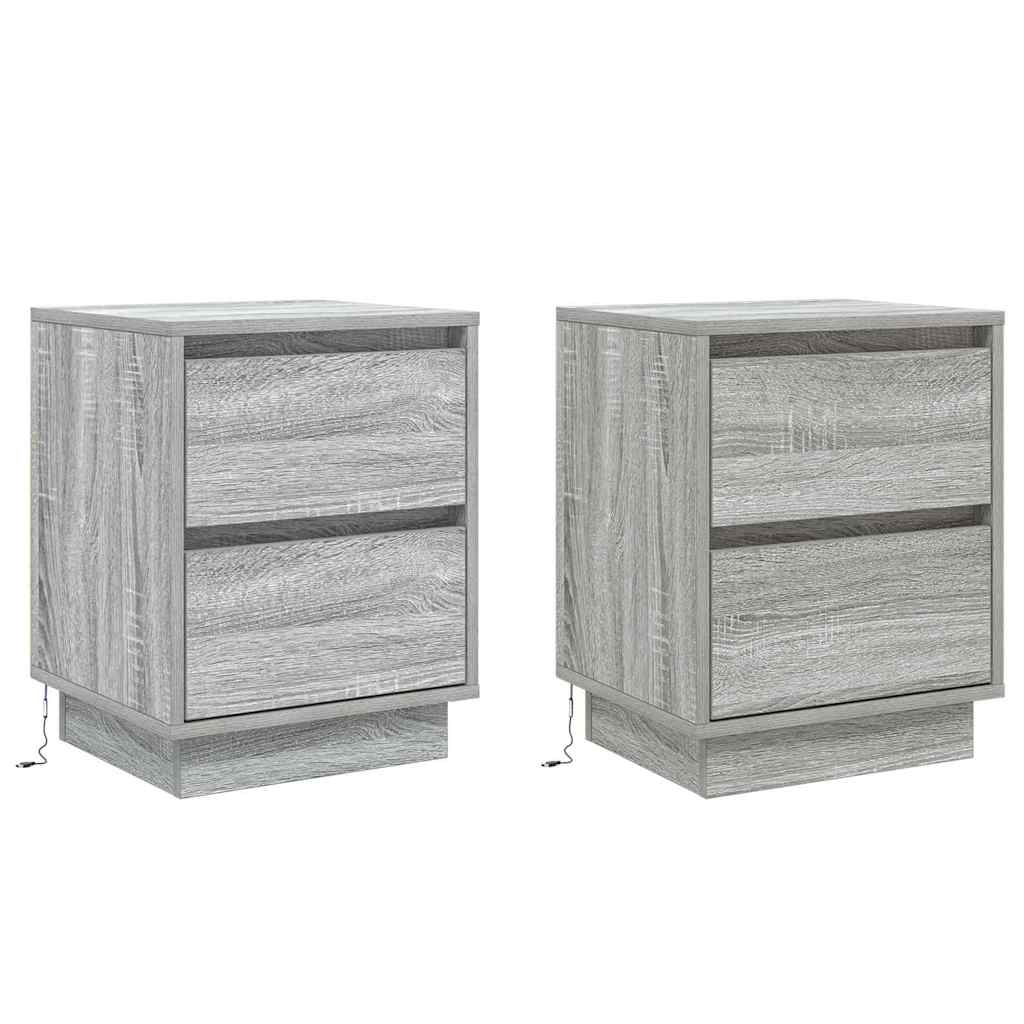 Šalia lovos spintelė su stalčių 2 pcs Pilka 39 x 34,5 x 50 cm