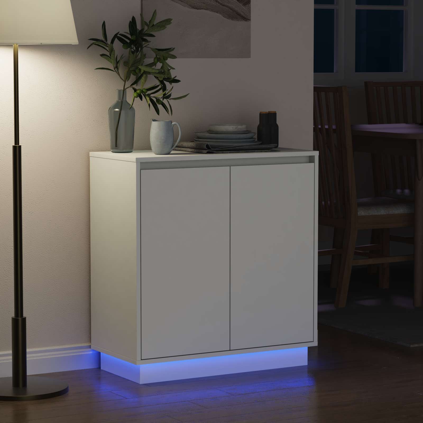 LED bufete balta 71 x 34,5 x 75 cm apstrādāta koksne