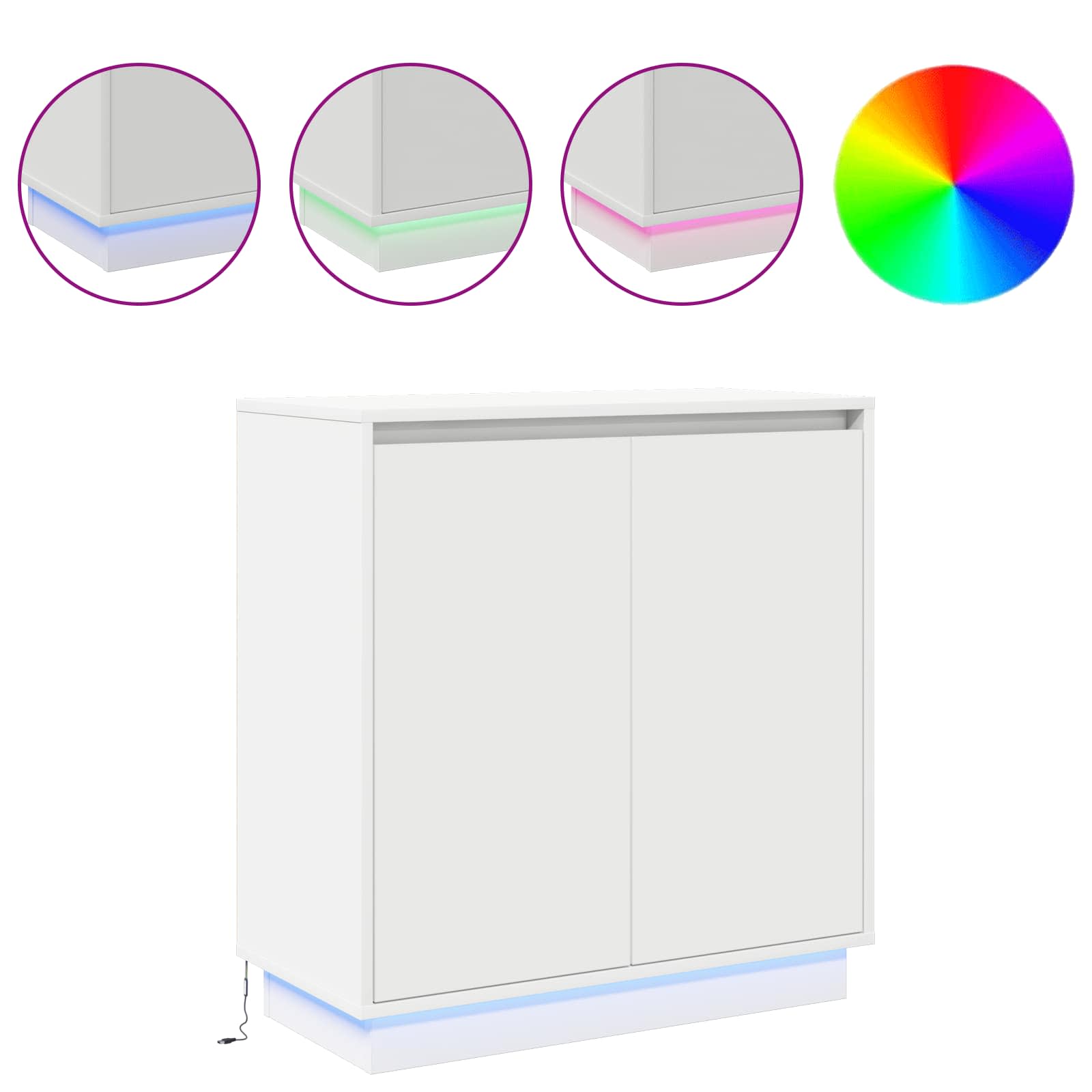 LED bufete balta 71 x 34,5 x 75 cm apstrādāta koksne