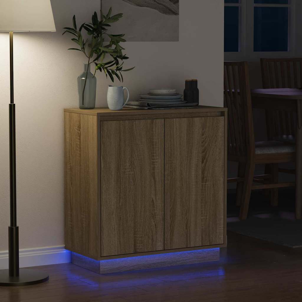 LED Bufetas Sonoma ąžuolas 71 x 34,5 x 75 cm Apdirbta mediena
