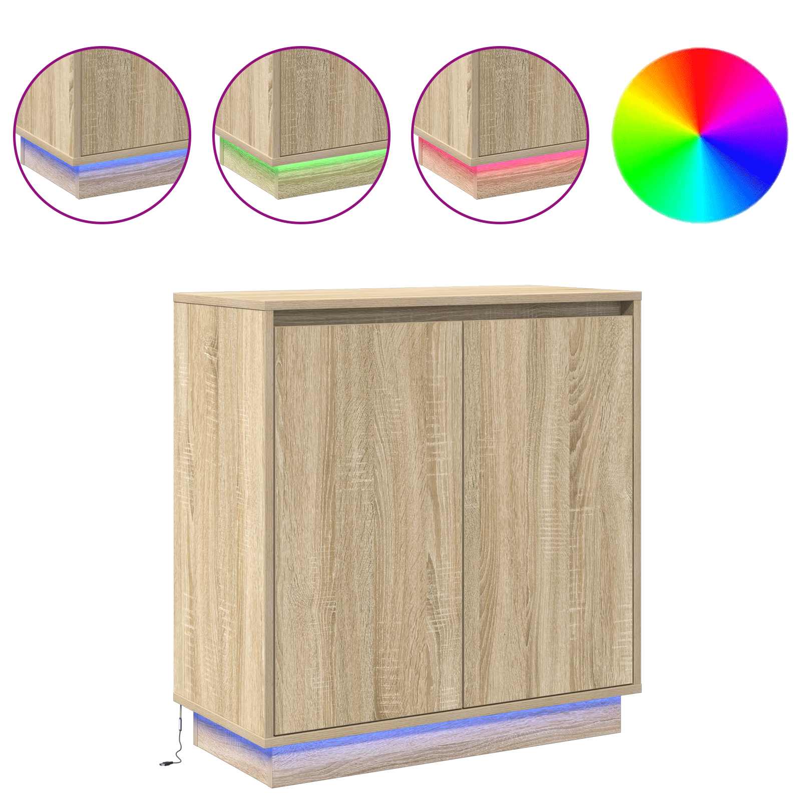 LED Bufetas Sonoma ąžuolas 71 x 34,5 x 75 cm Apdirbta mediena