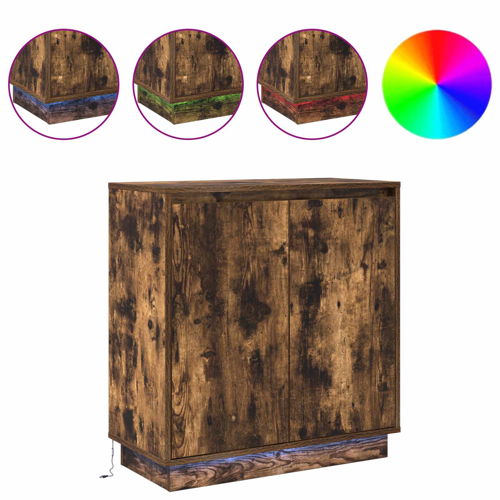 LED kumode dūmu ozolkoka 71 x 34,5 x 75 cm Inženierijas koksne