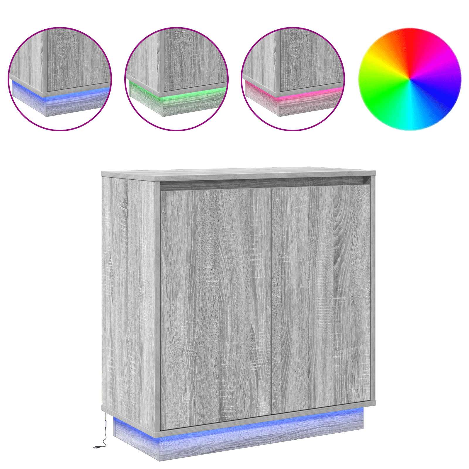 LED Bufete Pelēka sonomas ozolkoka 71 x 34,5 x 75 cm