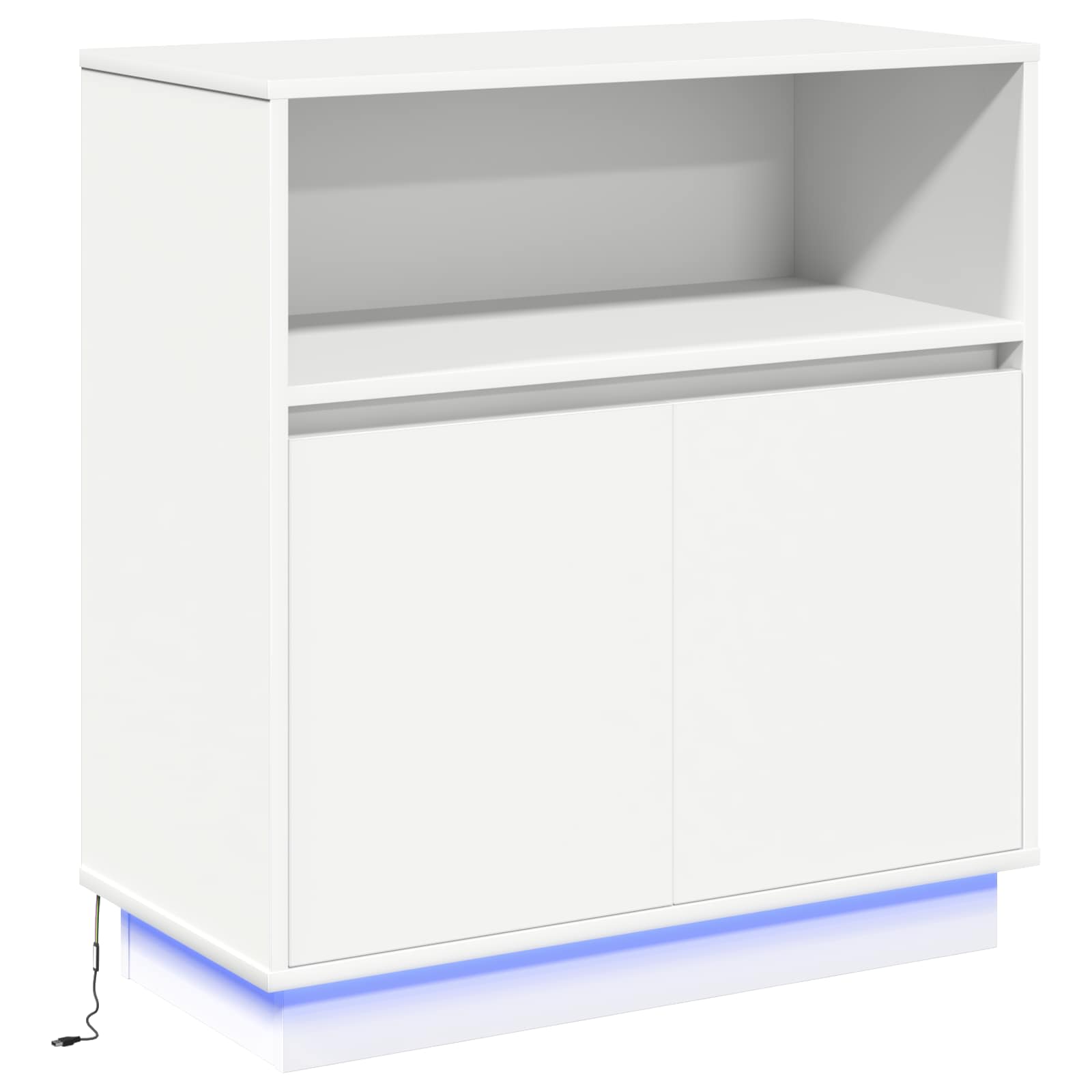 Sānu skapītis ar LED Balts 71 x 34.5 x 75 cm Apstrādāta koksne