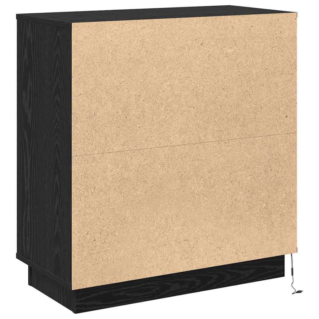 Šoninė spintelė su LED juoda ąžuolo 71 x 34.5 x 75 cm