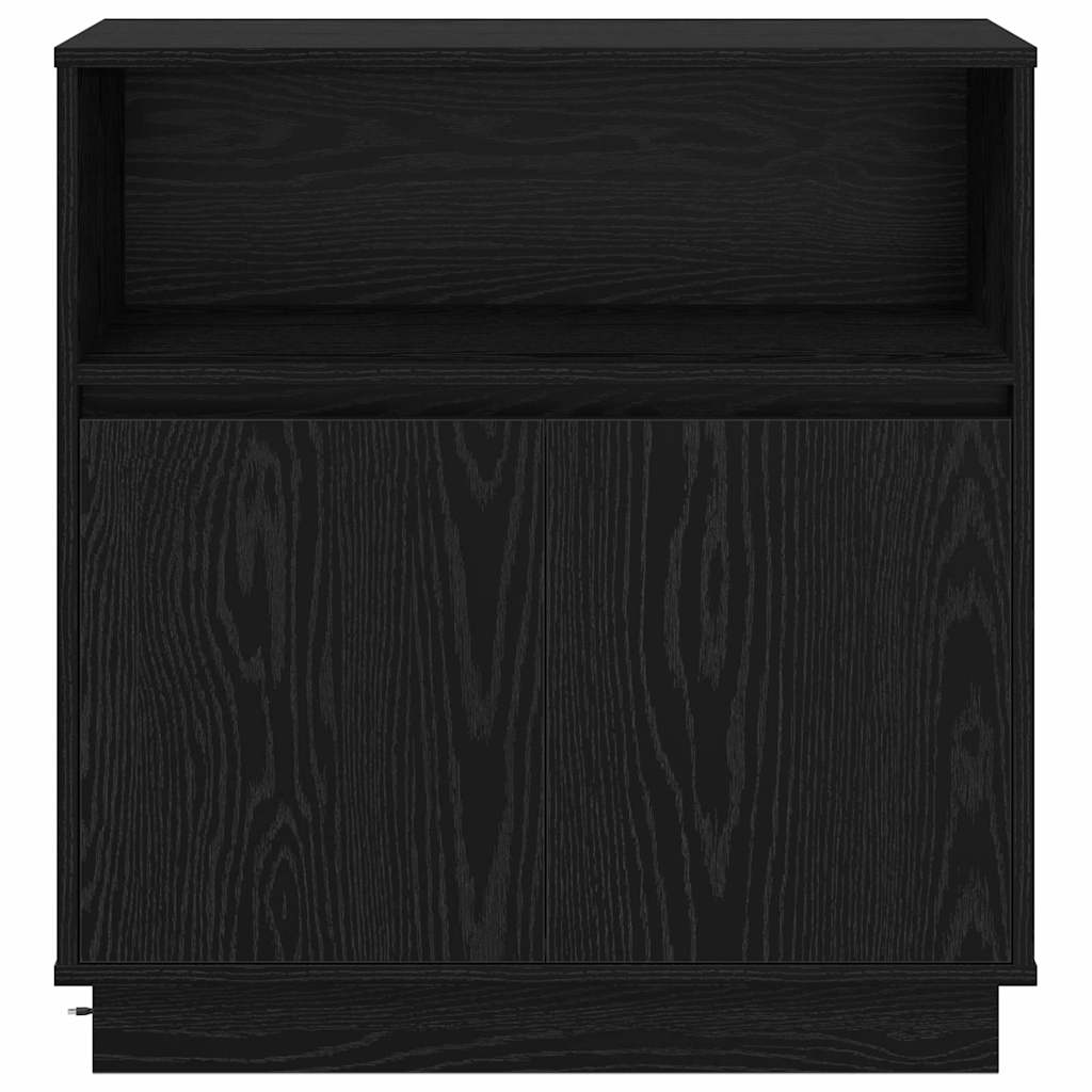 Šoninė spintelė su LED juoda ąžuolo 71 x 34.5 x 75 cm
