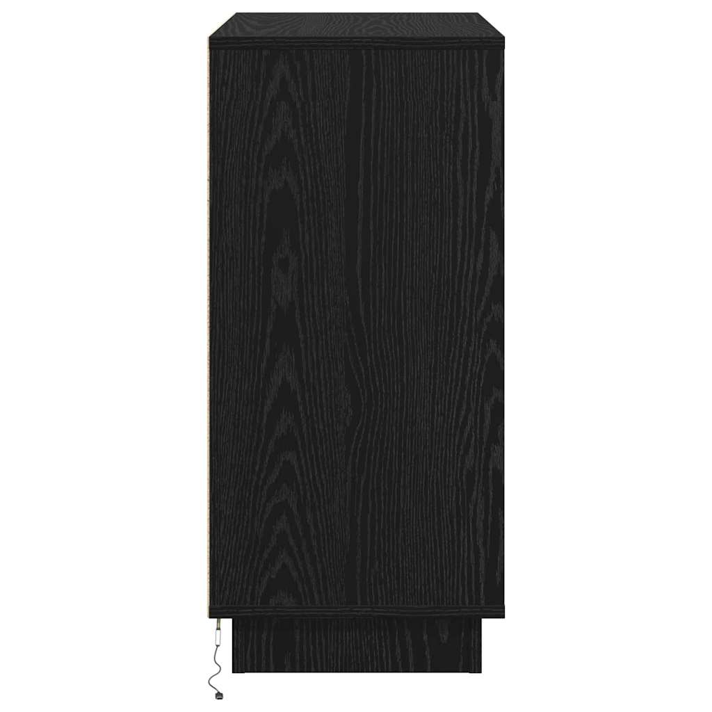 Šoninė spintelė su LED juoda ąžuolo 71 x 34.5 x 75 cm