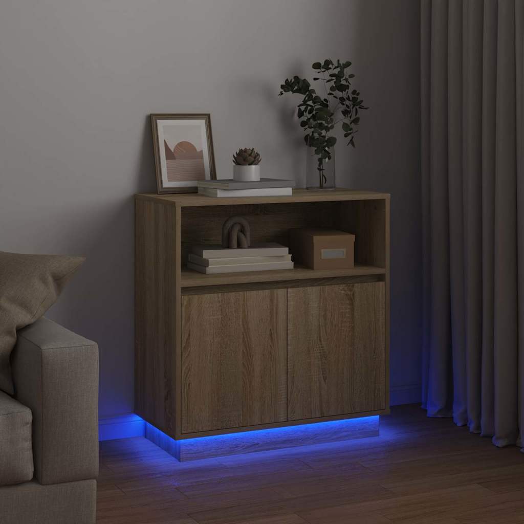 Sānu skapis ar LED Sonoma ozols 71 x 34,5 x 75 cm