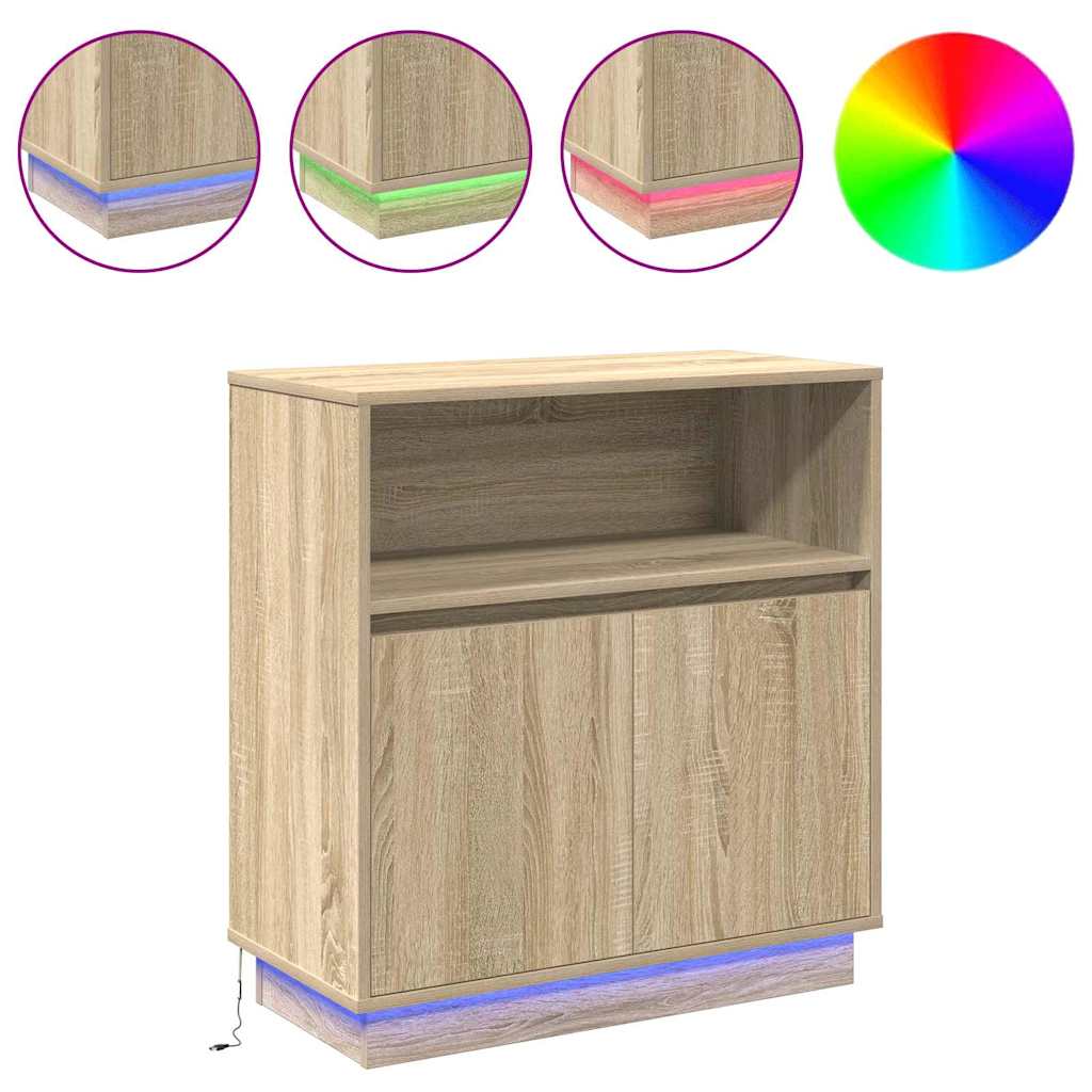 Sānu skapis ar LED Sonoma ozols 71 x 34,5 x 75 cm
