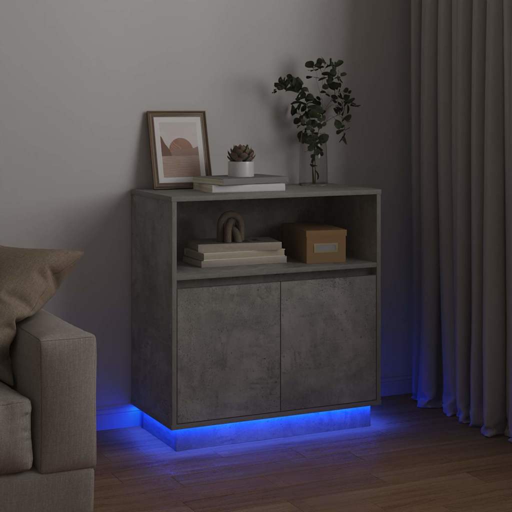Sideboard with LED Concrete grey 71 x 34.5 x 75 cm