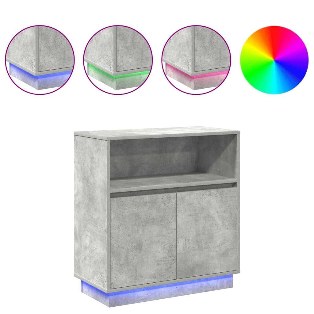 Sideboard with LED Concrete grey 71 x 34.5 x 75 cm