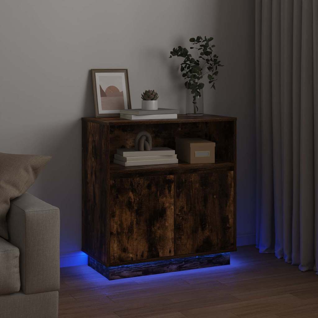 Šoninė spintelė su LED Dūminio ąžuolo 71 x 34.5 x 75 cm