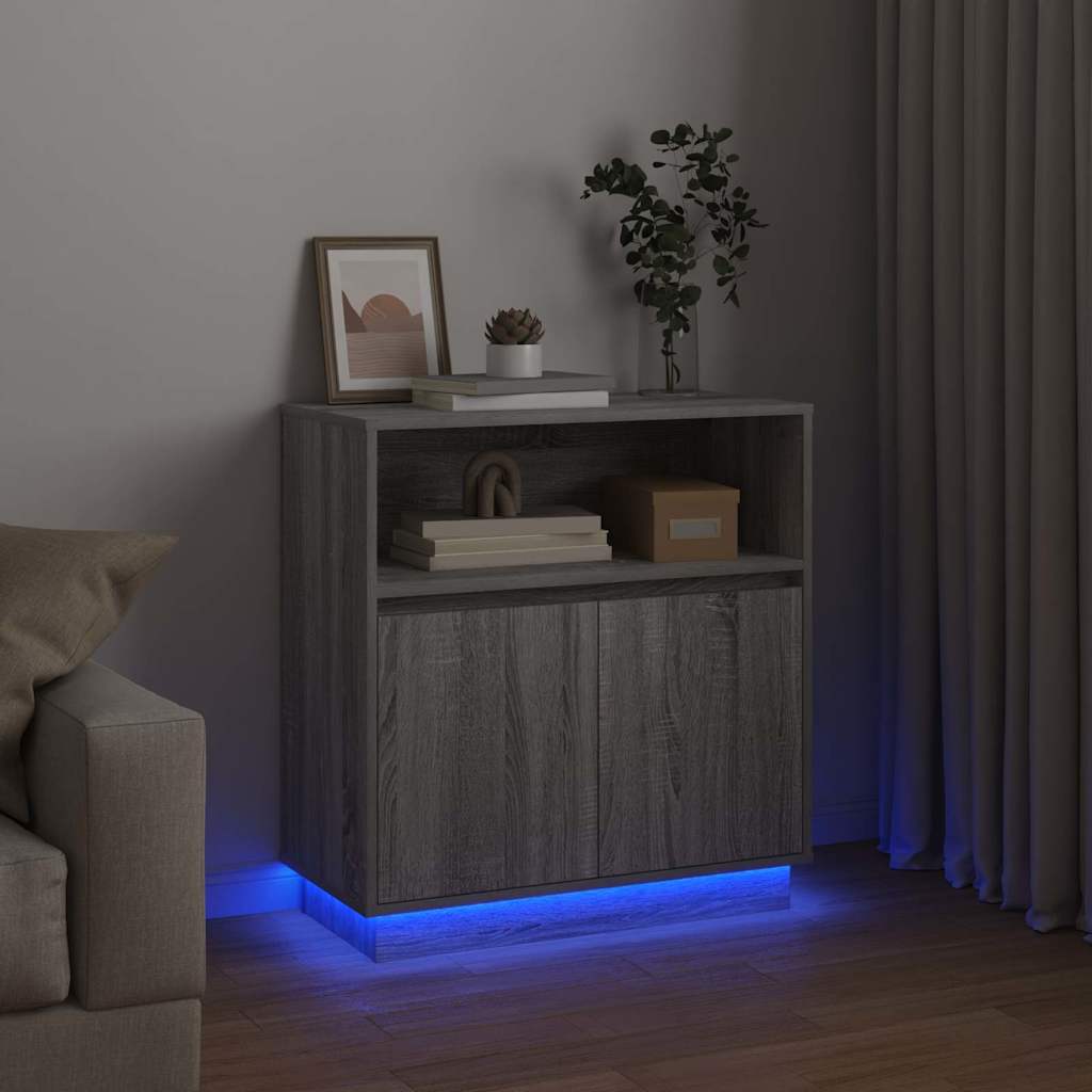 Šoninė spintelė su LED Pilka sonoma ąžuolo 71 x 34.5 x 75 cm