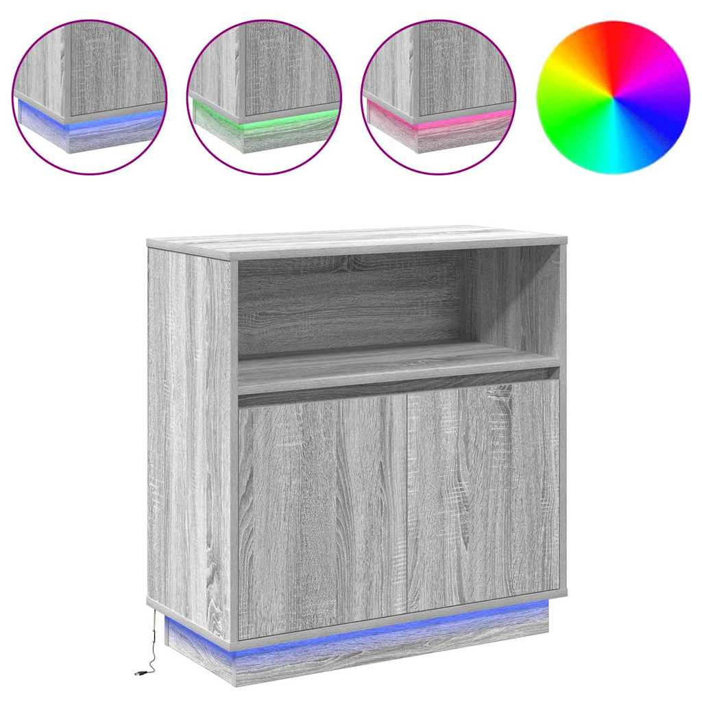 Šoninė spintelė su LED Pilka sonoma ąžuolo 71 x 34.5 x 75 cm