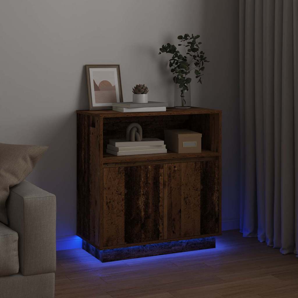 Sideboard with LED Vintage Wood 71 x 34.5 x 75 cm