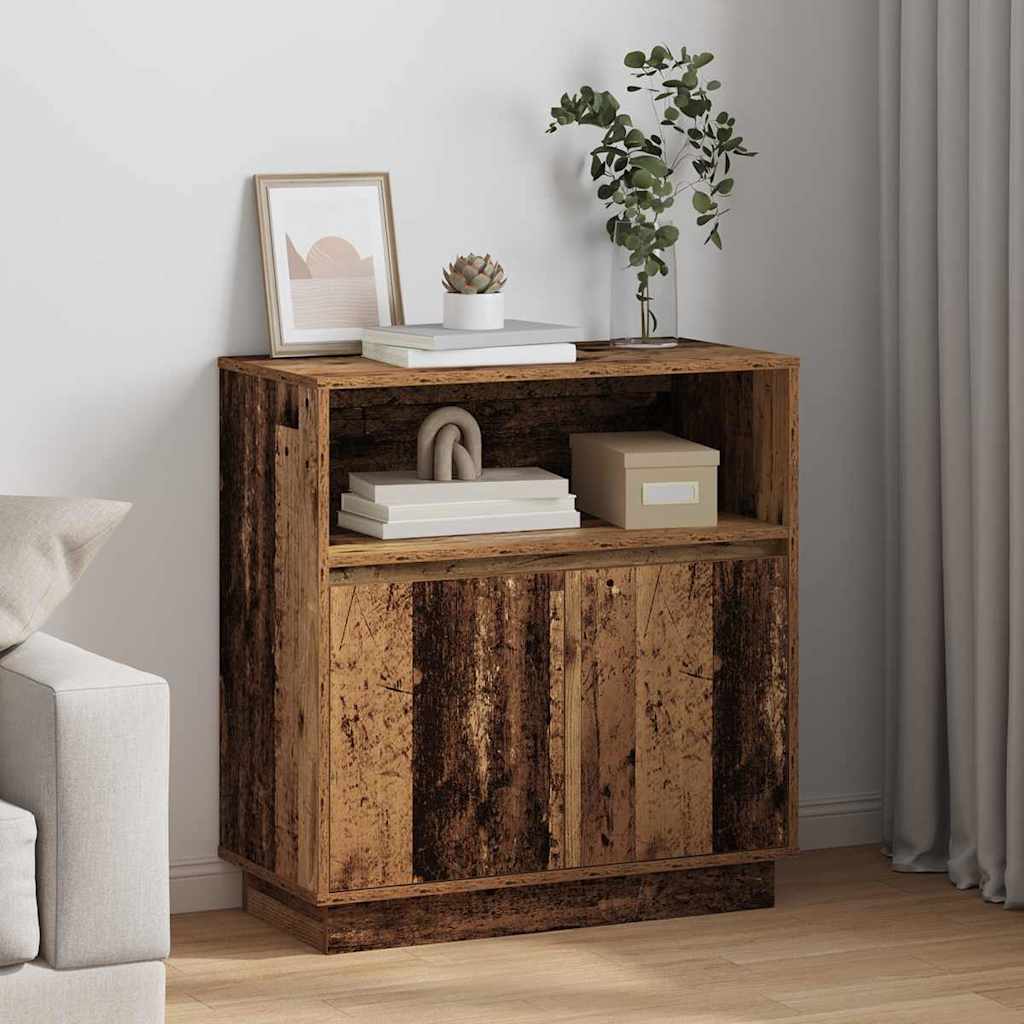 Sideboard with LED Vintage Wood 71 x 34.5 x 75 cm