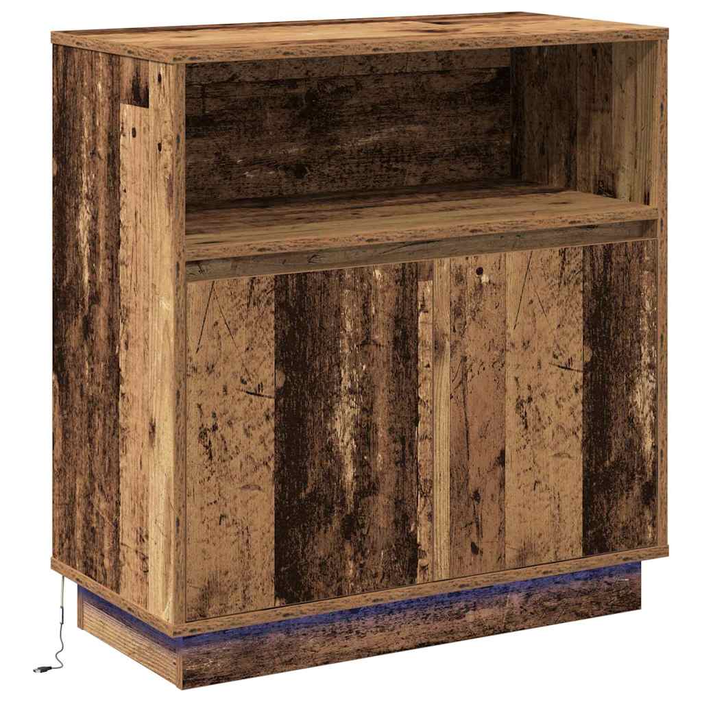 Sideboard with LED Vintage Wood 71 x 34.5 x 75 cm