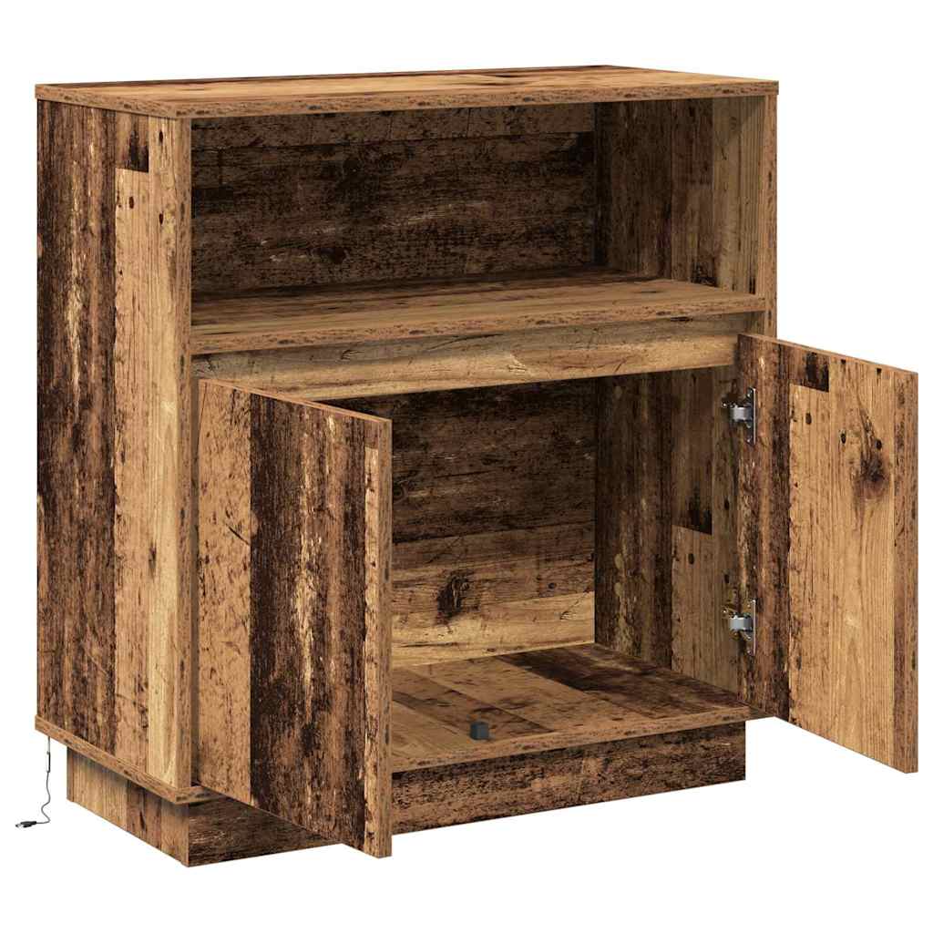 Sideboard with LED Vintage Wood 71 x 34.5 x 75 cm