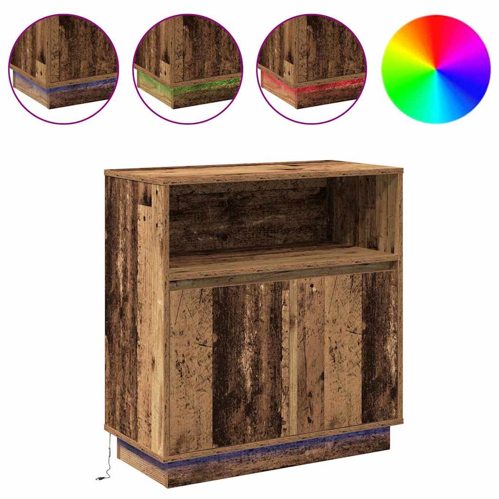 Sideboard with LED Vintage Wood 71 x 34.5 x 75 cm