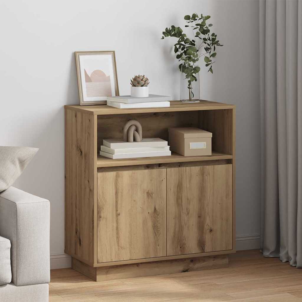 Sānu skapītis ar LED apgaismojumu artisana ozola krāsā 71 x 34,5 x 75 cm