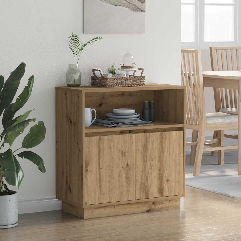 Sānu skapītis ar LED apgaismojumu artisana ozola krāsā 71 x 34,5 x 75 cm