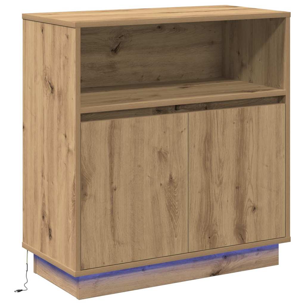 Sānu skapītis ar LED apgaismojumu artisana ozola krāsā 71 x 34,5 x 75 cm