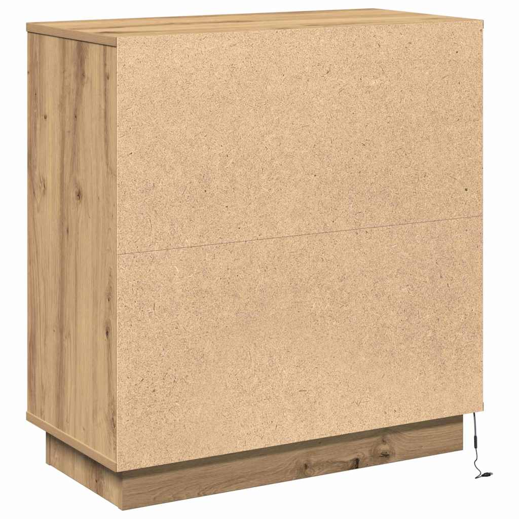 Sānu skapītis ar LED apgaismojumu artisana ozola krāsā 71 x 34,5 x 75 cm