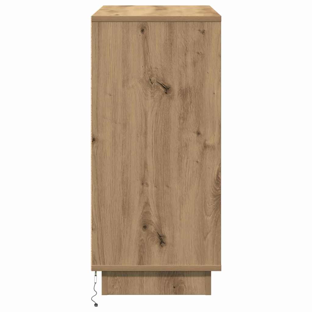 Sānu skapītis ar LED apgaismojumu artisana ozola krāsā 71 x 34,5 x 75 cm