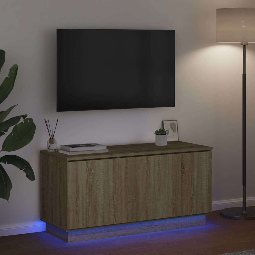 TV Cabinet with LED Sonoma Oak 100 x 38 x 49 cm