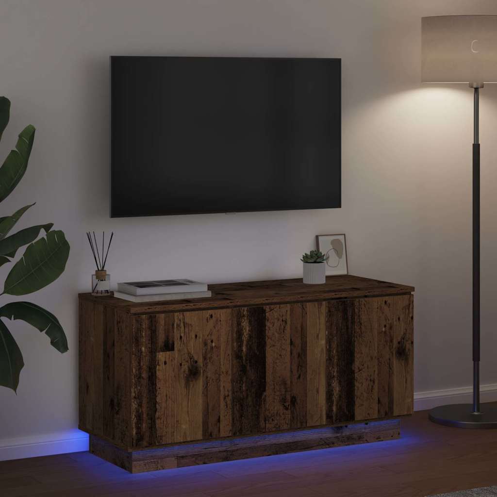 TV Cabinet with LED Vintage Wood 100 x 38 x 49 cm
