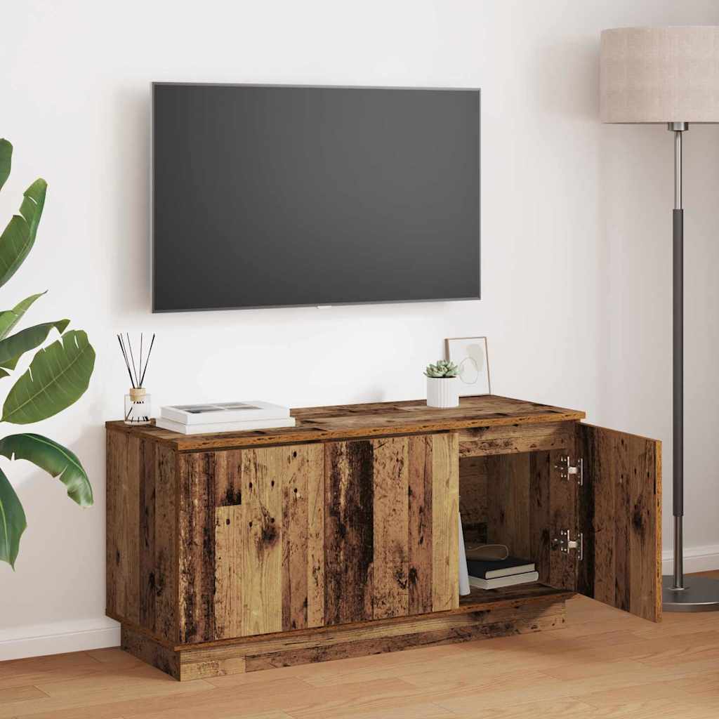 TV Cabinet with LED Vintage Wood 100 x 38 x 49 cm