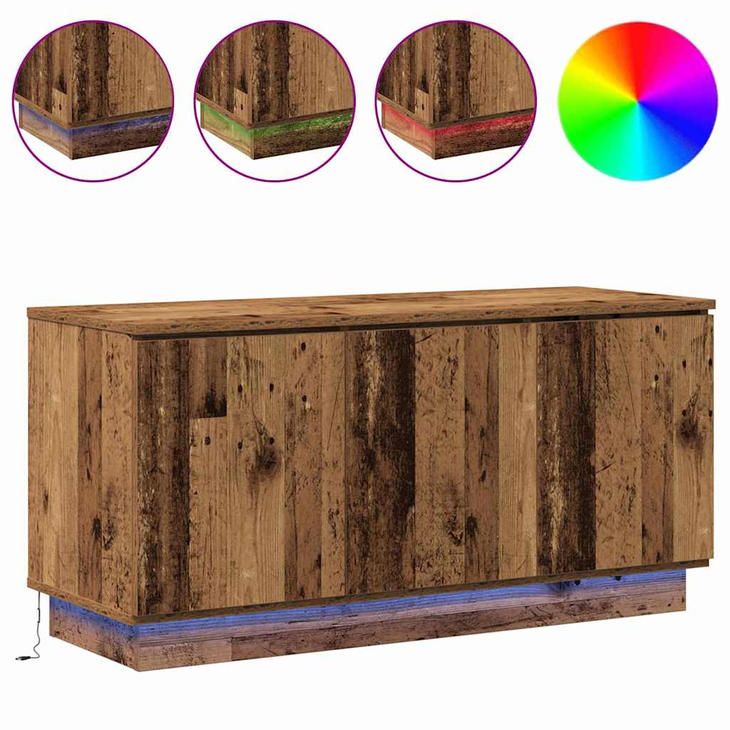 TV Cabinet with LED Vintage Wood 100 x 38 x 49 cm