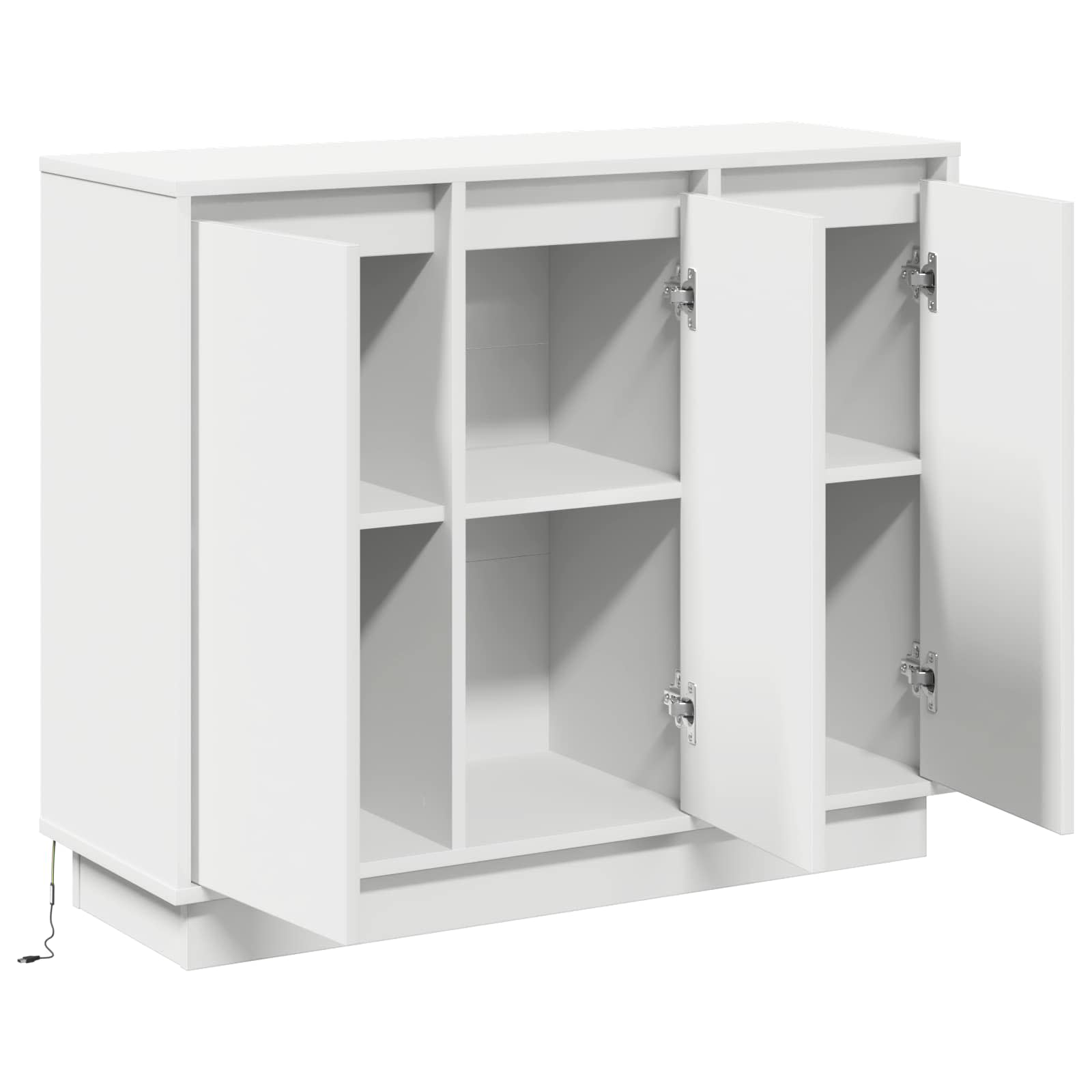 LED Sideboard with shelf White 90 x 32 x 75 cm Engineered wood
